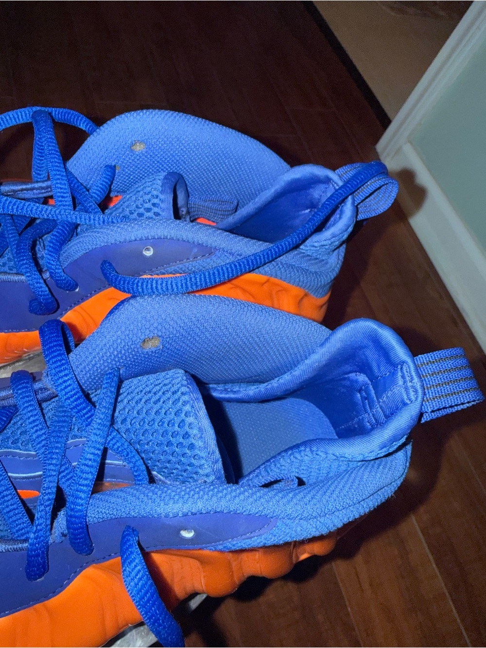 Nike MEN Orange and Blue Foamposite-Style Sneakers-NEW YORK KNICKS CHAMPS COLORS - Picture 3 of 16